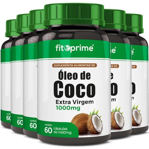 Imagem de Kit 6 Óleo De Coco Extra Virgem 1000Mg 60 Cápsulas Fitoprime