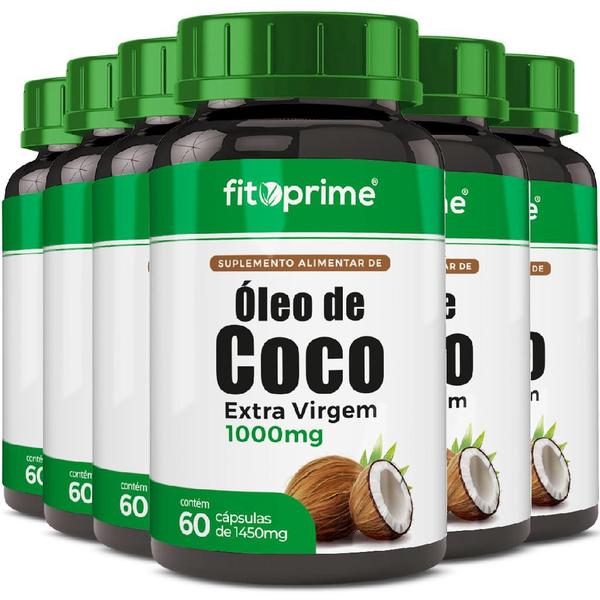 Imagem de Kit 6 Óleo de Coco Extra Virgem 1000mg 60 Cápsulas Fitoprime