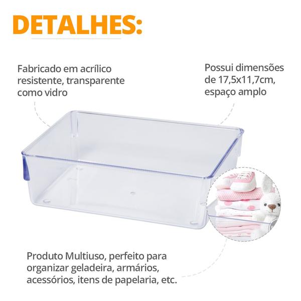 Imagem de Kit 6 Organizador Closet Transparente Acrilico Calcinhas Meias