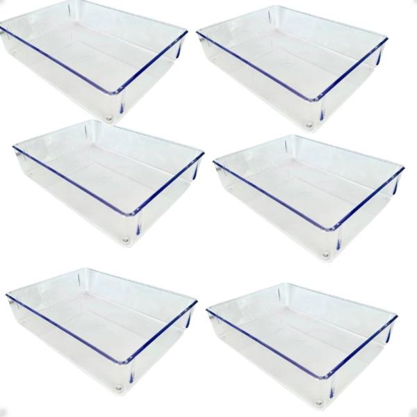 Imagem de Kit 6 Organizador Modular G Empilhável 23x17x5,5 Transparente