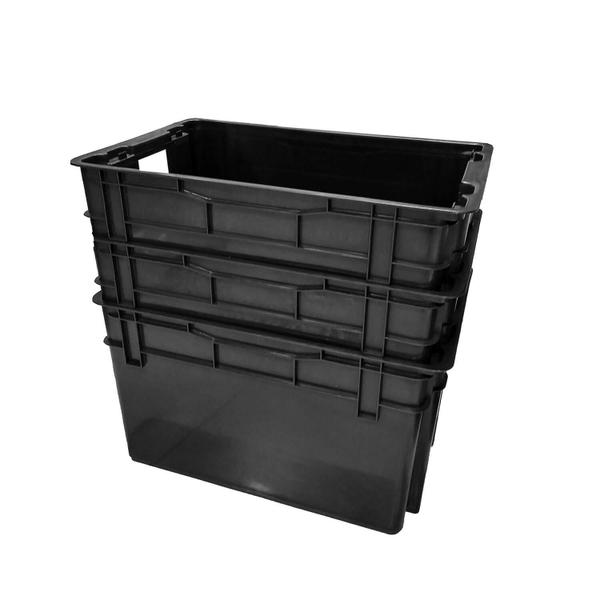 Kit 6 Organizador Multiuso Caixa 60 Lts Preta S/ Tampa - Injeplastec Imagem de Kit 6 Organizador Multiuso Caixa 60 Lts Preta S/ Tampa