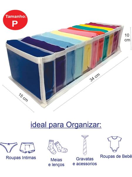 Imagem de Kit 6 Organizadores De Gavetas (calcinhas, Meias, Cuecas) Transp. Branco