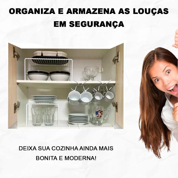 Kit 6 Organizadores para armário Dicarlo Cozinha Xícara Cesto Suspenso Epóxi Branco Imagem de Kit 6 Organizadores para armário Dicarlo Cozinha Xícara Cesto Suspenso Epóxi Branco