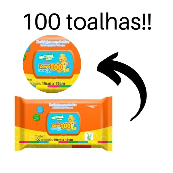 Imagem de Kit 6 Pacotes Toalha Umedecida Leve 100 Pague 80 Flip Top Espeial Natural Baby