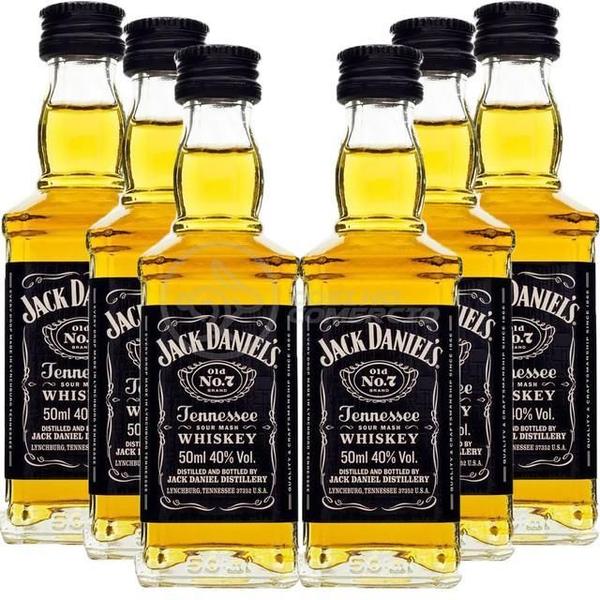 Imagem de Kit 6 Padrinhos Casamento Miniatura Whisky Jack Daniels 50Ml