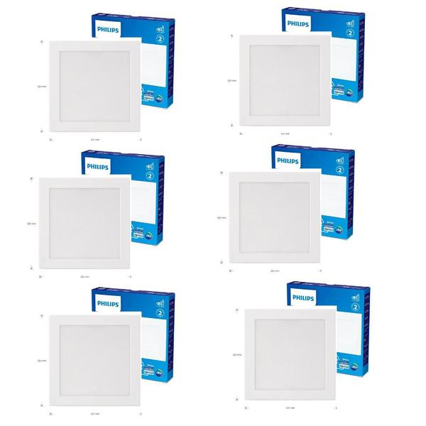 Imagem de KIt 6 Painel Plafon Spot Embutir 6W 6500K Luz Fria Philips