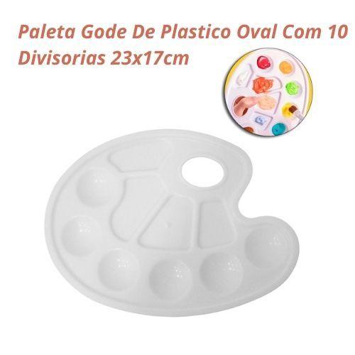 Imagem de Kit 6 Paleta Godê Para Pintura Tinta Aquarela 10 Cavidades Plástico Para Arte Tintas Acrílica e Guache