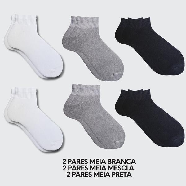 Imagem de Kit 6 Pares de Meia Cano Curto Esportiva Atoalhada UNISSEX