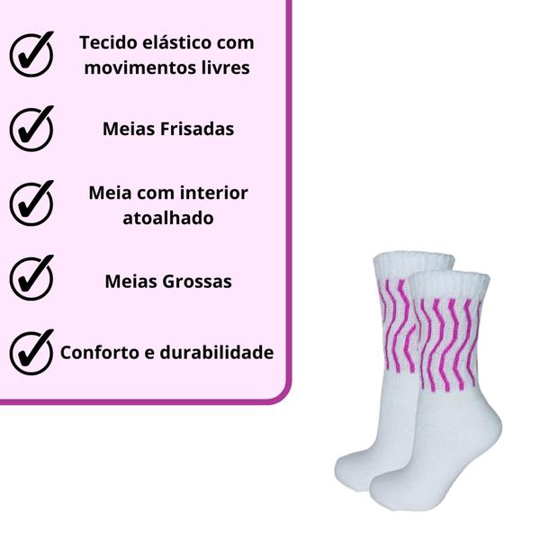 Kit 6 Pares Meião Academia Aeróbica Frisada Fitness Feminina Algodão Adulto - Ferreira Imagem de Kit 6 Pares Meião Academia Aeróbica Frisada Fitness Feminina Algodão Adulto