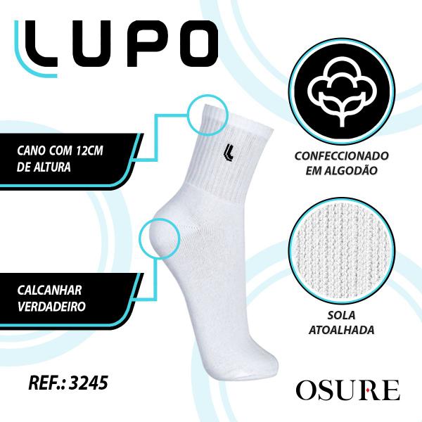 Imagem de Kit 6 Pares Meias Lupo Original Masculina Algodão Cano Médio Alto Longo Atacado Academia Esportiva