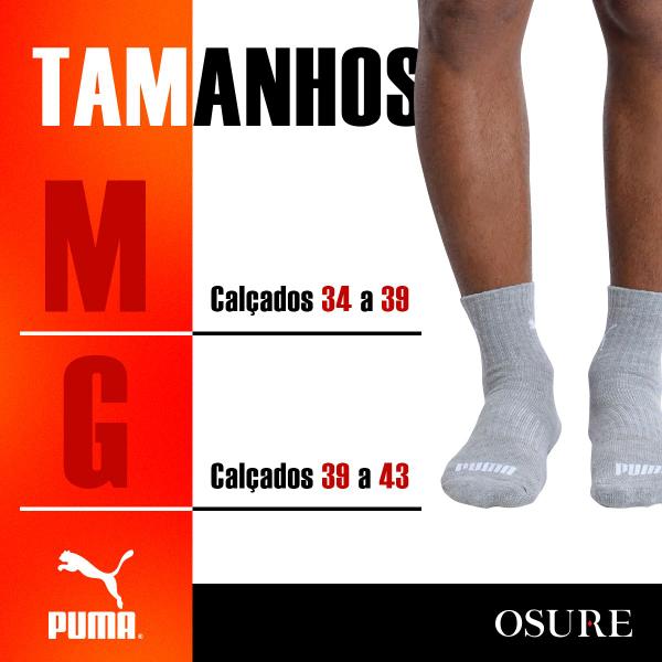 Imagem de Kit 6 Pares Meias Puma Cano Médio Alto Algodão Meia Adulto Masculino Feminino Academia Original