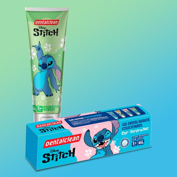 Imagem de Kit 6 Pasta de Dente Gel Dental com Flúor Infantil Stitch Morango 104g Dentalclean