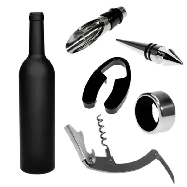 Imagem de Kit 6 Peças Abridor De Garrafa Vinho Saca Rolha Tampa Cortador De Lacre SXD995