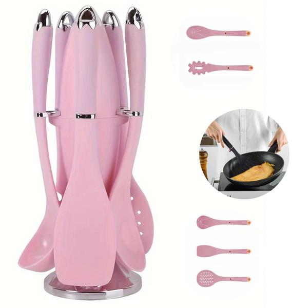 Imagem de Kit 6 Peças de  Utensílios Jogo de  Cozinha em Silicone Resistente ao Calor - ROSA