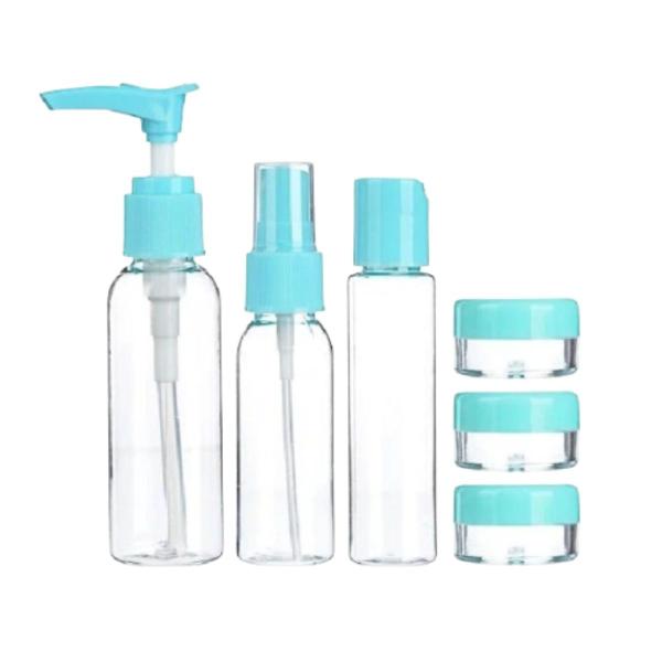 Imagem de Kit 6 Peças Frascos Potes Colorido Organizadores De Mala Para Viagem Creme Shampoo 65ml Design Prático Multiuso