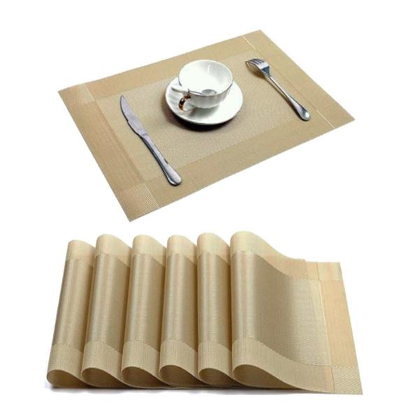 Imagem de Kit 6 Peças Jogo Americano Mesa Jantar Pvc - Dourado