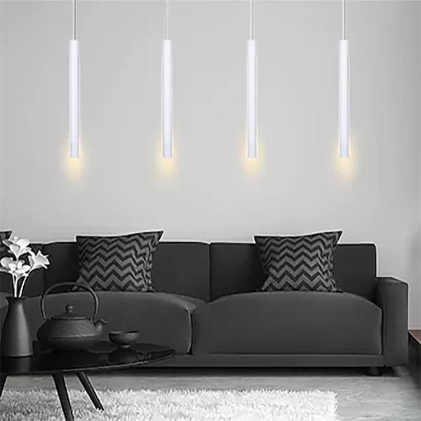 Imagem de Kit 6 Pendente Luminária Tubo Branco 40 Cm + Lâmpada LED Branco Frio