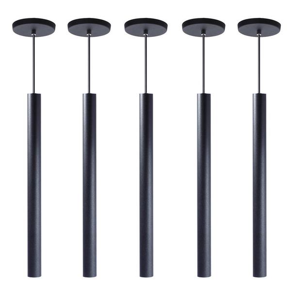 Imagem de Kit 6 Pendente Tubo Preto 50 Cm + Lâmpada LED Branco Neutro