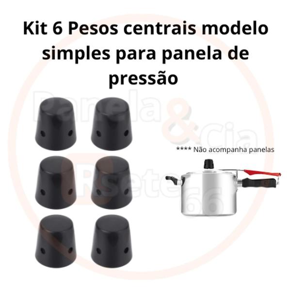 Imagem de Kit 6 pesos centrais modelo comum para panela de pressão de 2,5- 20 litros PRETO