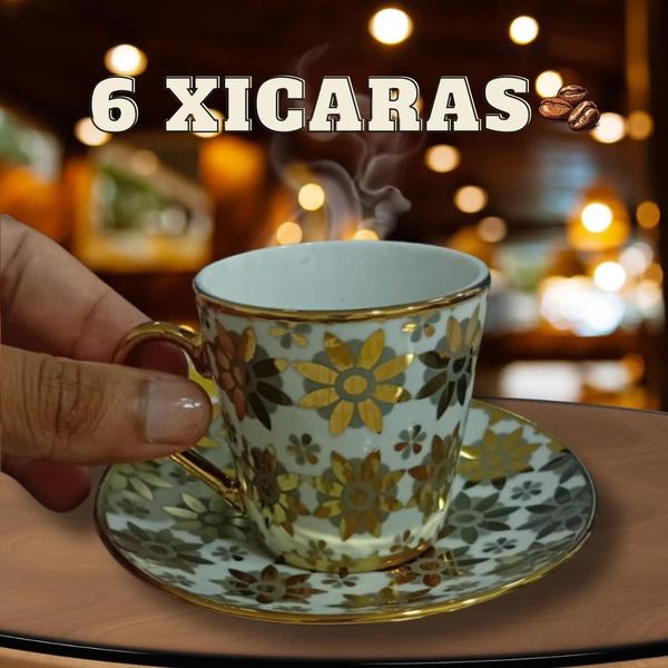 Imagem de Kit 6 Pires e 6 Xicaras Para Café