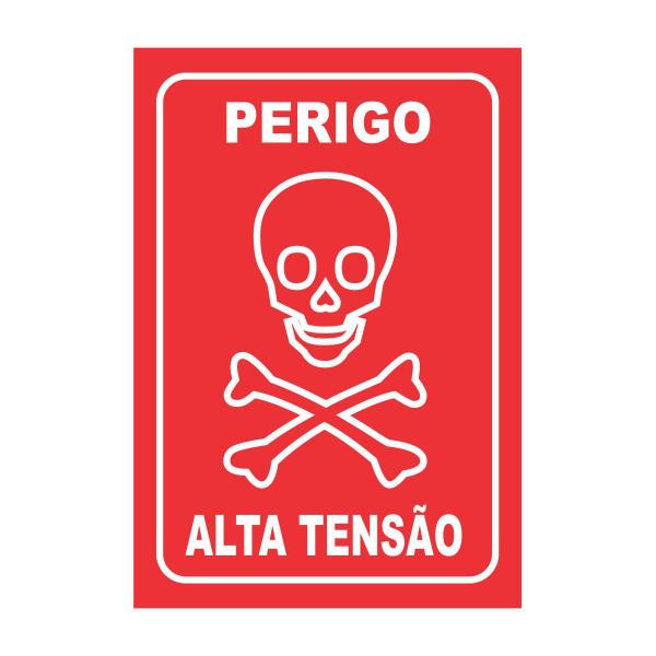 Imagem de Kit 6 Placa Aviso Sinalização Perigo Alta Tensão 20x14,5 cm