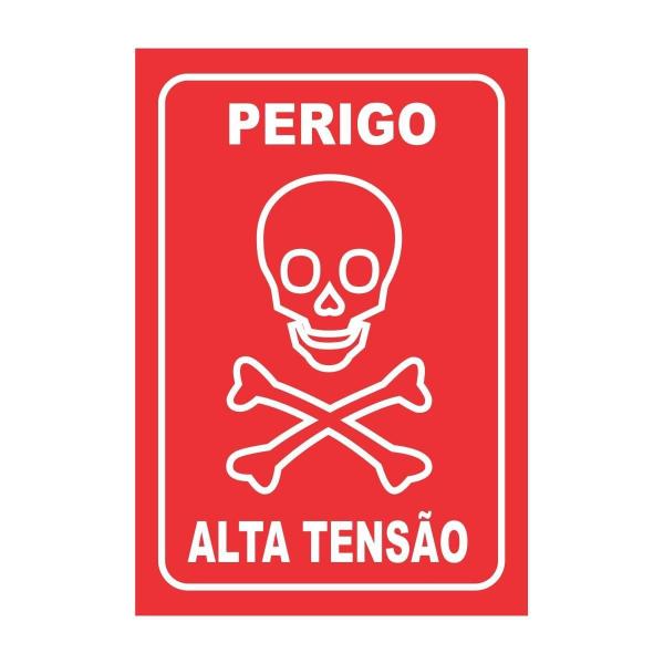 Imagem de Kit 6 Placa Aviso Sinalização Perigo Alta Tensão 20X14,5 Cm