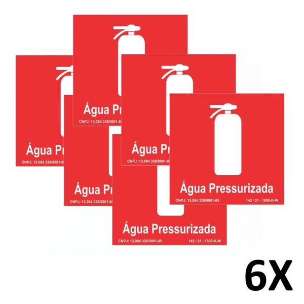 Imagem de Kit 6 Placa De Aviso Sinalização Água Pressurizada 20Cmx20Cm