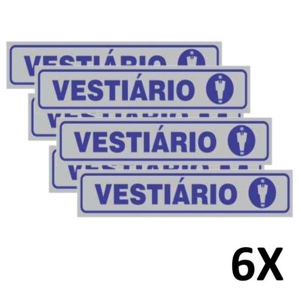 Imagem de Kit 6 Placa Sinalização Portas Vestiário Masculino 25cmx5cm