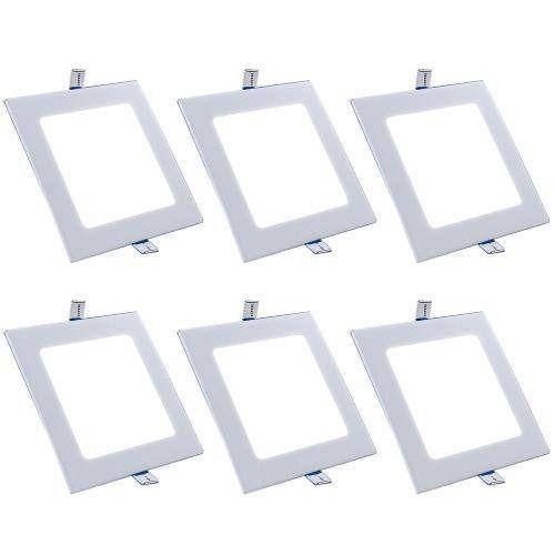 Imagem de Kit 6 Plafon Led Quadrado Embutir 12w 17x17cm Branco Frio