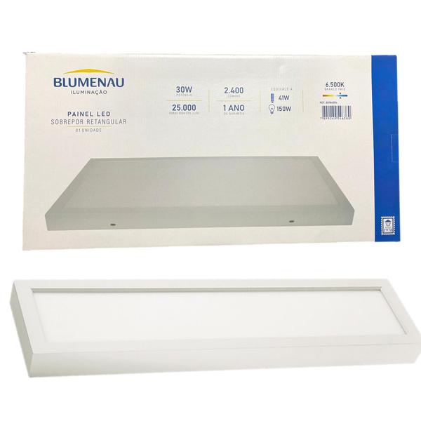 Imagem de Kit 6 Plafon Sobrepor Retangular 30x60cm 30w Branco Frio 6500k