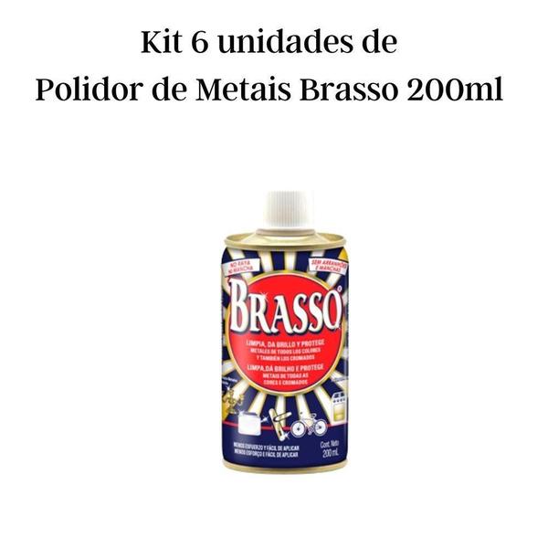 Imagem de Kit 6 Polidor De Metais Brasso 200Ml