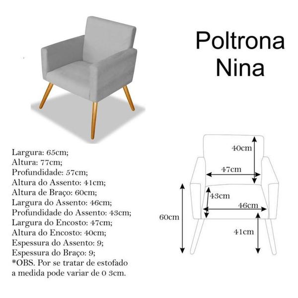 Imagem de Kit 6 Poltrona para Sala Nina Platinum Decor Cinza