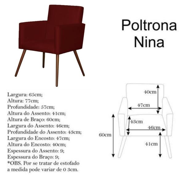 Imagem de Kit 6 Poltrona para Sala Nina Platinum Decor Marsala