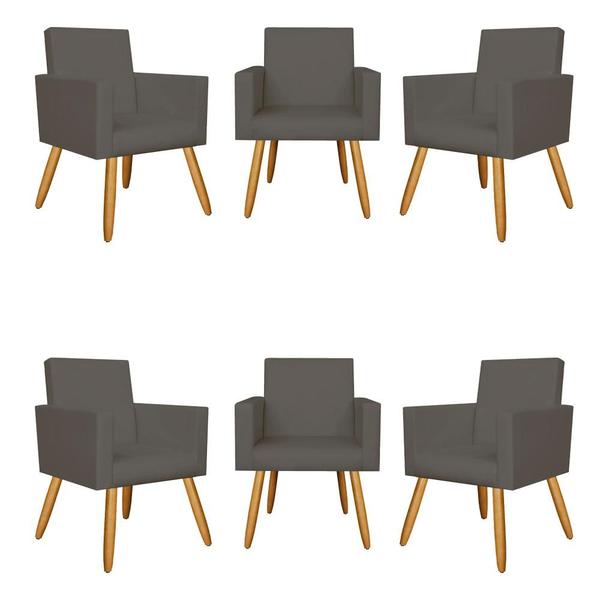 Imagem de Kit 6 Poltronas Decorativa Cadeira Escritório Recepção material sintético