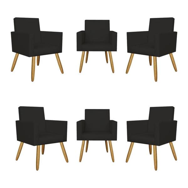 Imagem de Kit 6 Poltronas Decorativa Cadeira Recepção material sintético