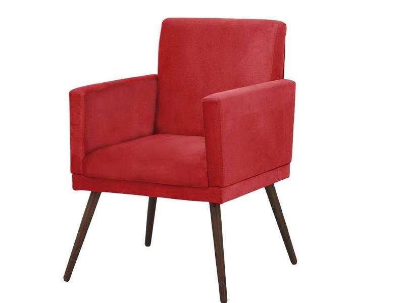 Imagem de Kit 6 Poltronas Decorativa Lari Com Base Sala Suede Vermelho