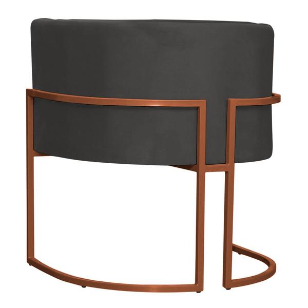 Imagem de Kit 6 Poltronas Decorativa Luana Base Bronze Veludo Cinza - Montanaris Decor