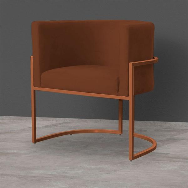 Imagem de Kit 6 Poltronas Decorativa Luana Base Bronze Veludo Terracota - Montanaris Decor