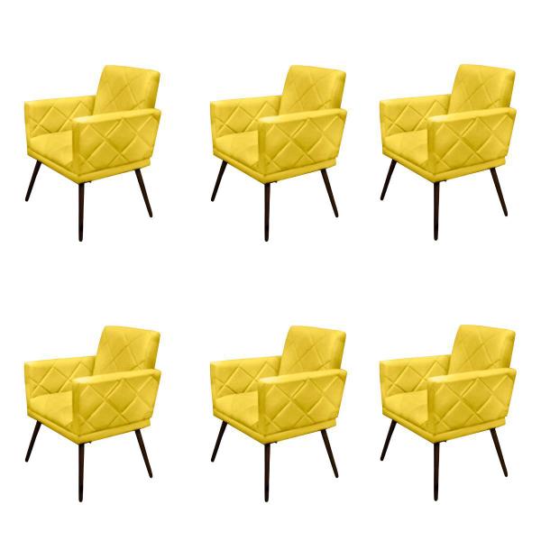 Imagem de Kit 6 Poltronas Decorativa Mai Recepção Sala Suede Amarelo