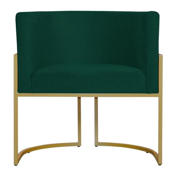 Imagem de Kit 6 Poltronas Decorativa Sala de Estar Luana Base Gold Suede Verde - Montanaris Decor