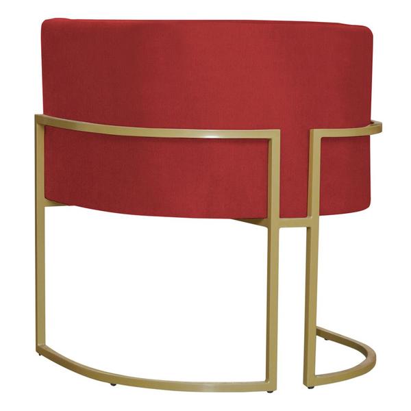 Imagem de Kit 6 Poltronas Decorativa Sala de Estar Luana Base Gold Suede Vermelho - Montanaris Decor