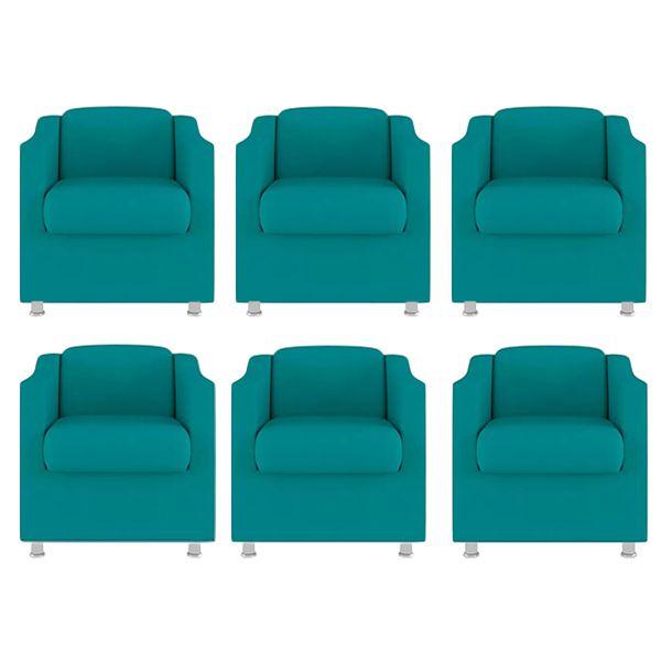 Imagem de Kit 6 Poltronas Decorativa Tilla Suede Azul Tifany - TWdecora