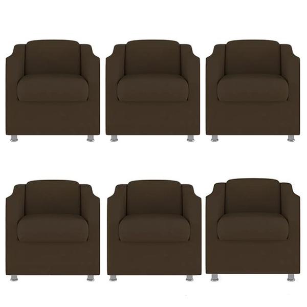 Imagem de Kit 6 Poltronas Decorativa Tilla Suede Marrom - TWdecora