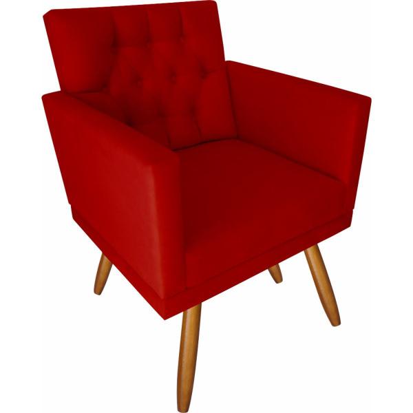 Imagem de Kit 6 Poltronas Decorativas Lara Capitonê E 2 Puffs Vermelho