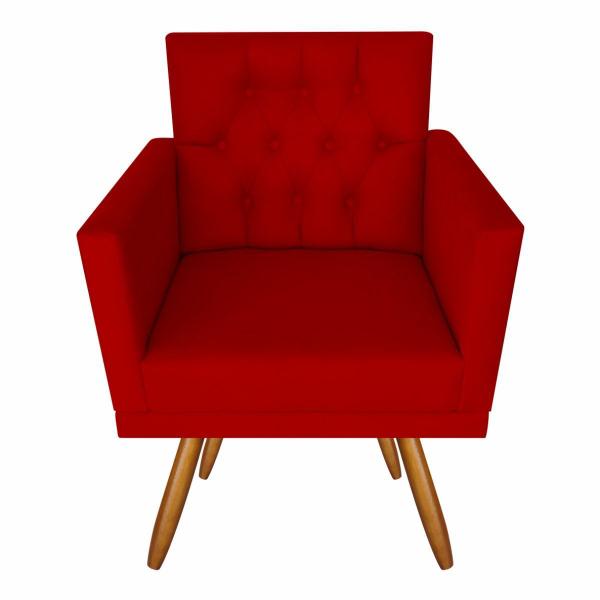 Imagem de Kit 6 Poltronas Decorativas Lara Capitonê E 3 Puffs Vermelho