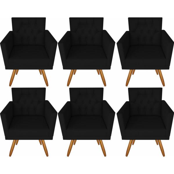 Imagem de Kit 6 Poltronas Decorativas Larah  Escritório Capitonê Preto