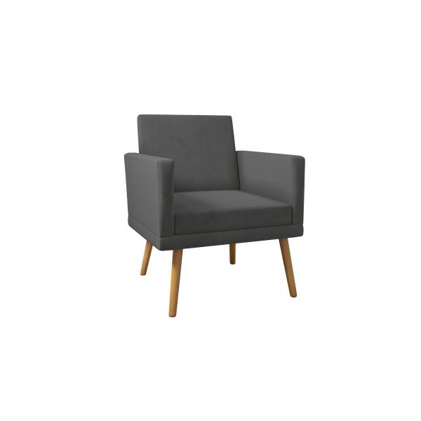 Imagem de Kit 6 Poltronas Decorativas Larah Suede Cinza