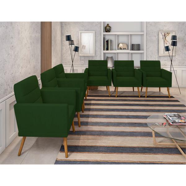 Imagem de Kit 6 Poltronas Decorativas Lux Suede Verde