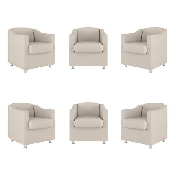 Imagem de Kit 6 Poltronas Decorativas Reforçada Consultório Sala Suede