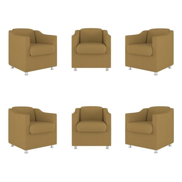 Imagem de Kit 6 Poltronas Decorativas Reforçada Consultório Sala Suede